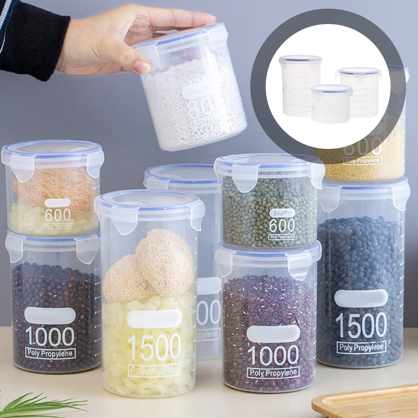 6Pcs Sealed Storage Jars Clear - Food Storage Containers 评论和价格