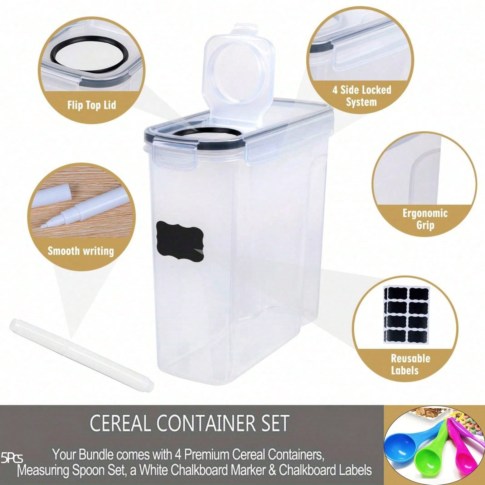 4 Pack Airtight Cereal & Dry F - Food Storage Meals 评论和价格
