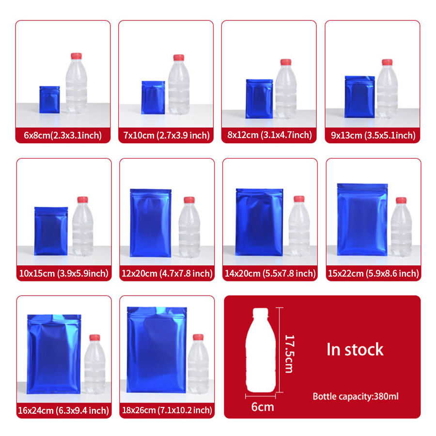 100pcs Matte Blue Foil Zipper  - Food Storage Bag 评论和价格